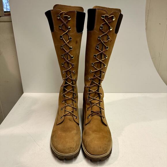 GOOD Timberland Women's Premium 14-Inch Waterproof Boot Nubuck Leather Lace Up 9 - Picture 3 of 14